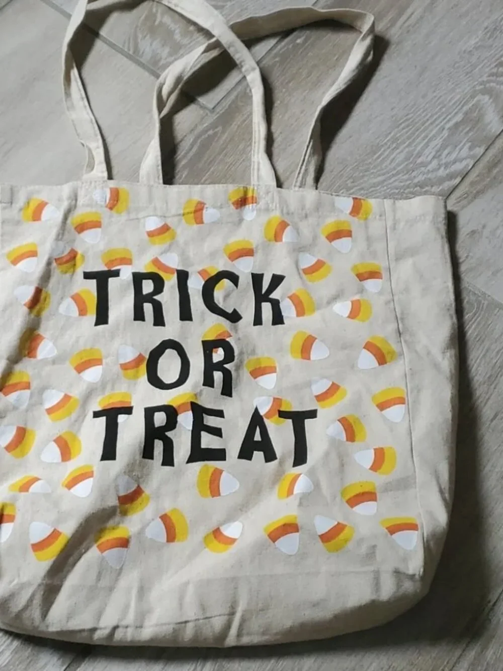 Spirit of Halloween Trick or Treat Candy Corn Canvas Tote Bag